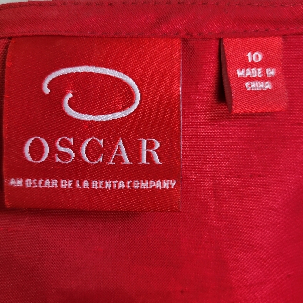 Oscar de La Renta Red Pleated Button Up Blouse Size 10 - Picture 4 of 8